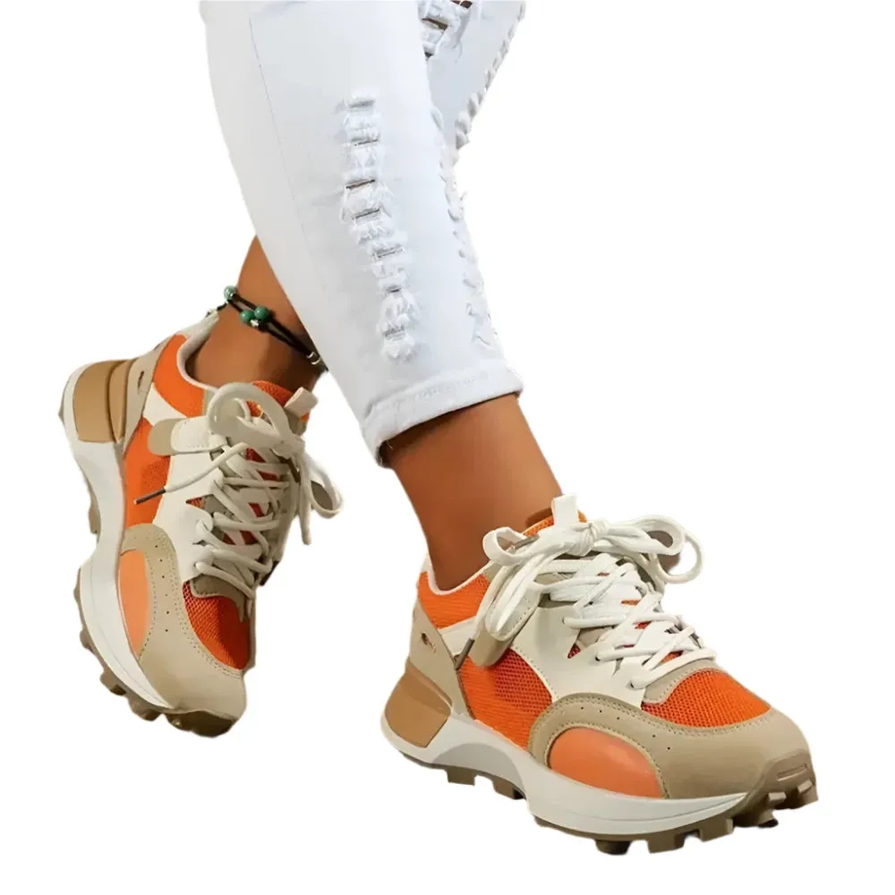 2024 Women's Summer Platform Sneakers – Fashionable Lace-Up Casual Mesh Trainers, Breathable & Comfy Chunky Walk Shoes