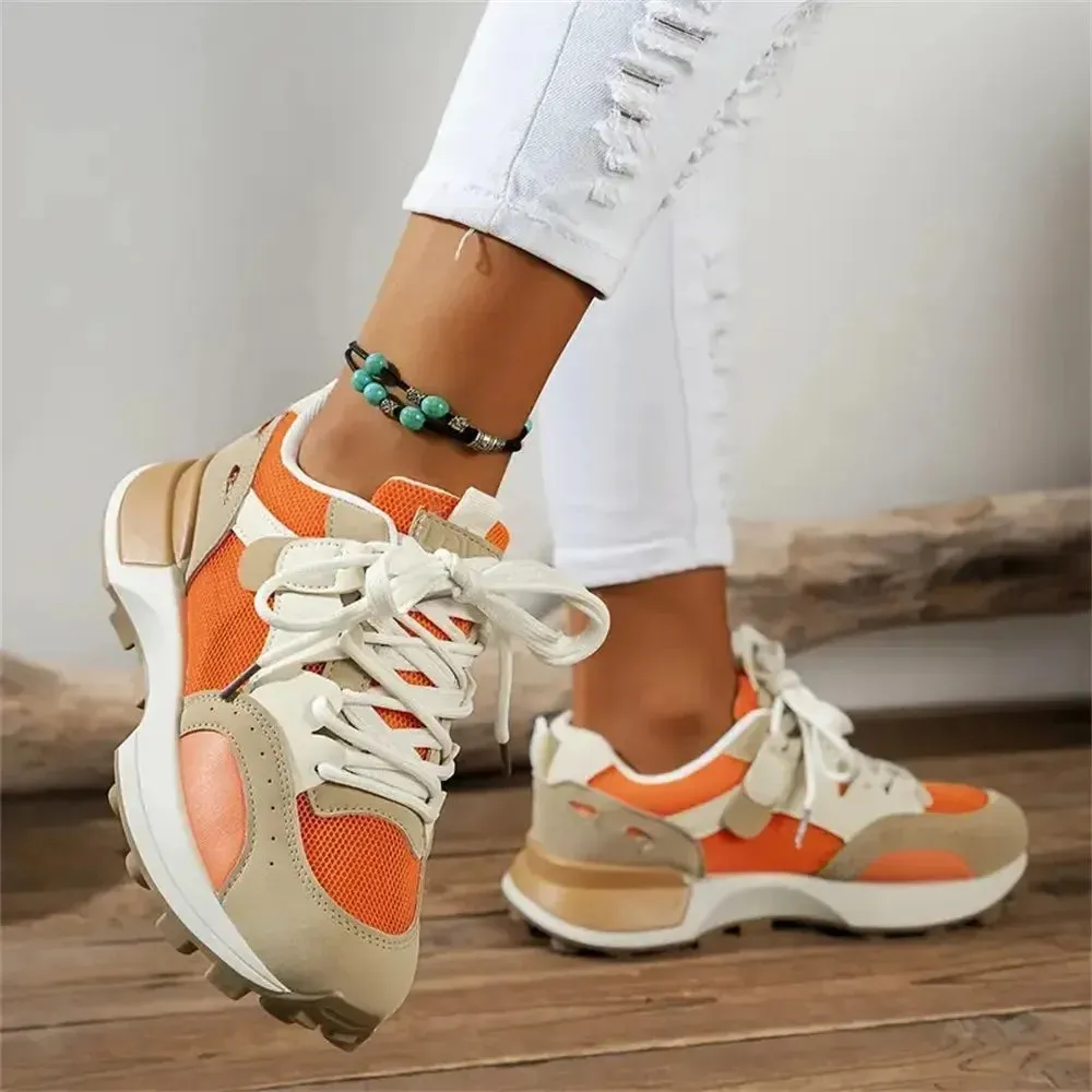 2024 Women's Summer Platform Sneakers – Fashionable Lace-Up Casual Mesh Trainers, Breathable & Comfy Chunky Walk Shoes
