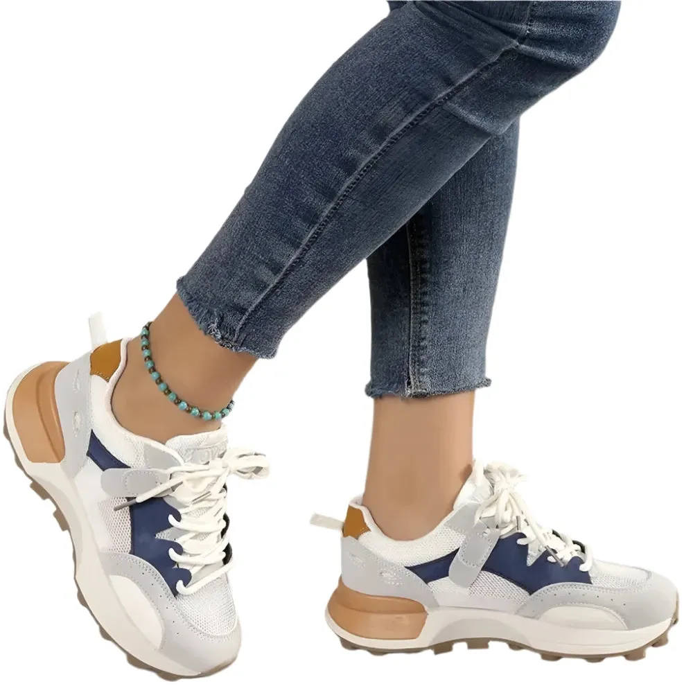2024 Women's Summer Platform Sneakers – Fashionable Lace-Up Casual Mesh Trainers, Breathable & Comfy Chunky Walk Shoes