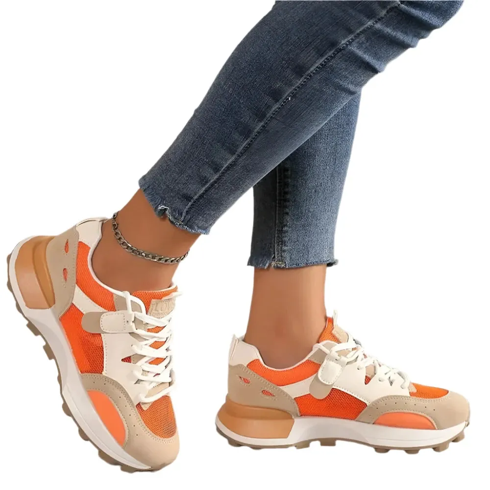 2024 Women's Summer Platform Sneakers – Fashionable Lace-Up Casual Mesh Trainers, Breathable & Comfy Chunky Walk Shoes