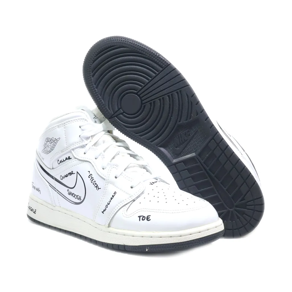 Air Jordan 1 Mid High-Top Sneakers Leather White Colour For Women