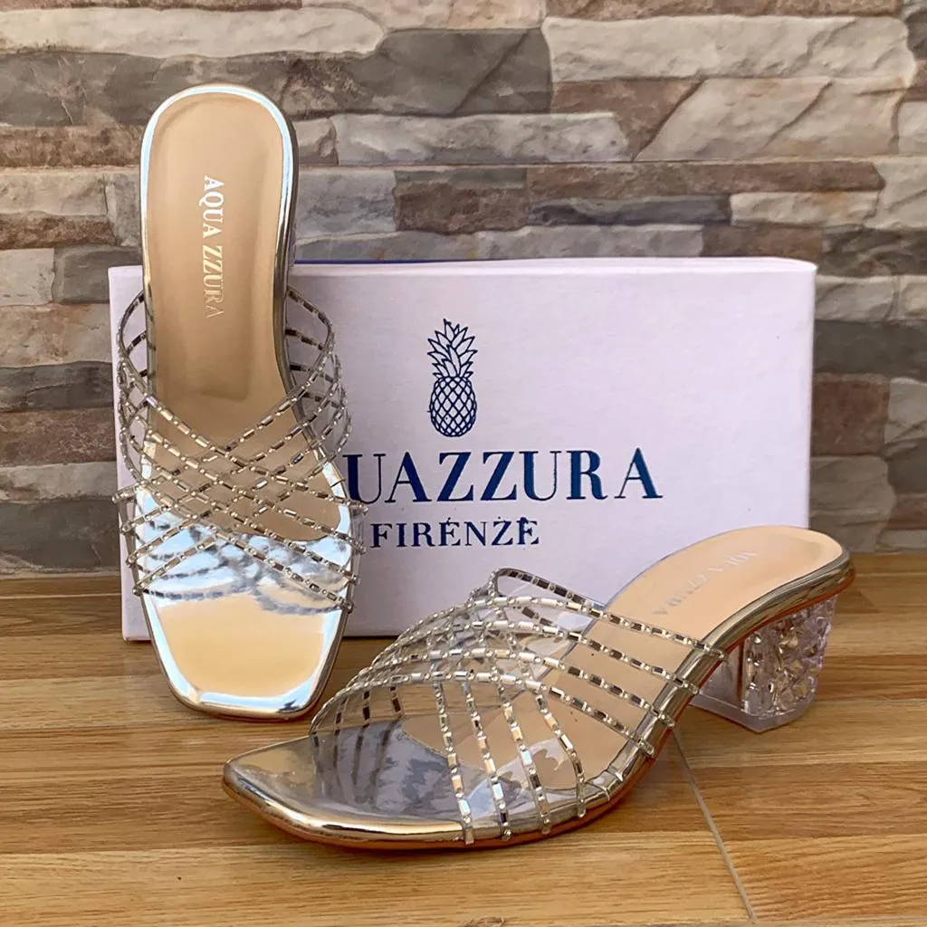 AQ Heels Transparent Clear Vinyl Rhinestone Sandal #10384 #22