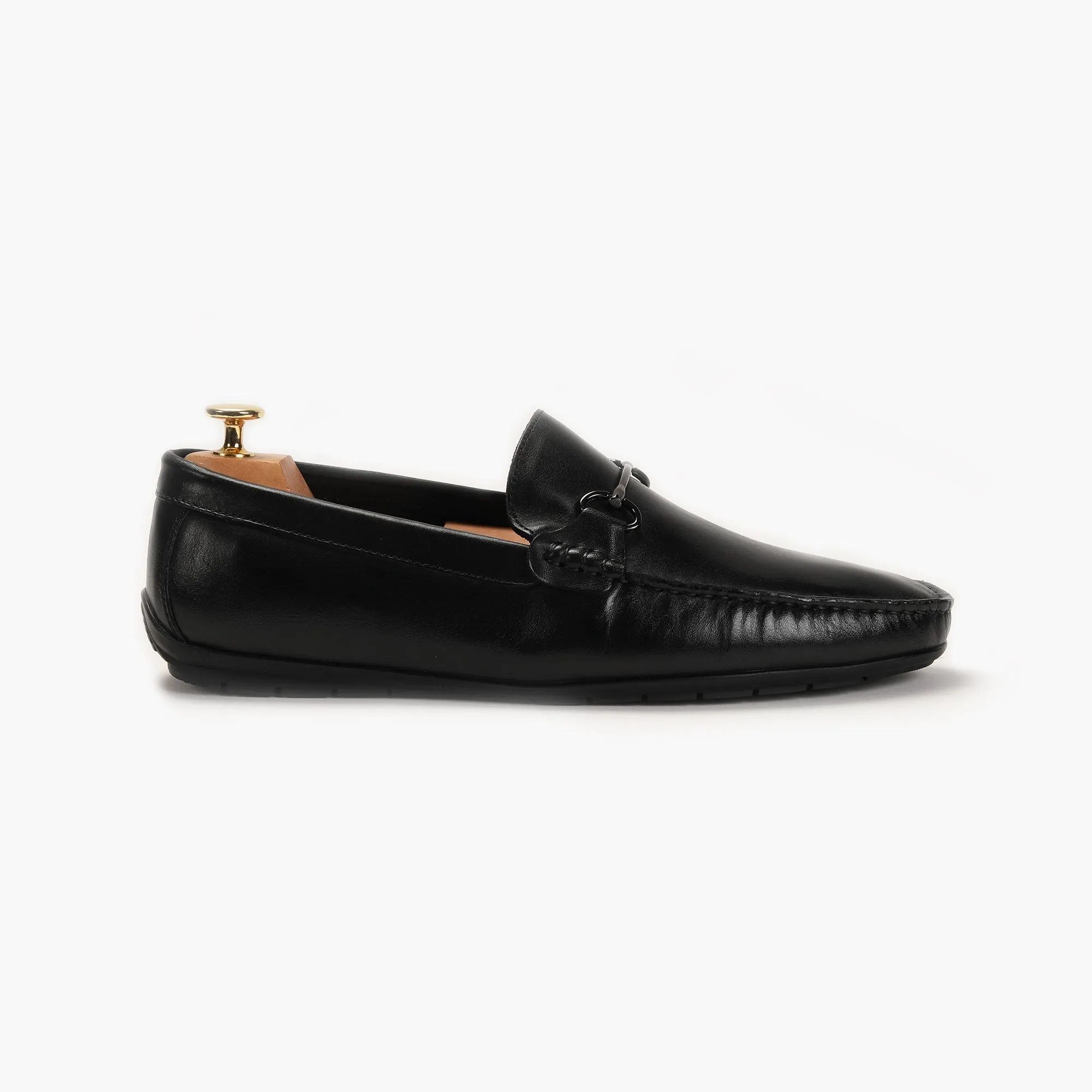 Bit Detailed Burnished Leather Loafers