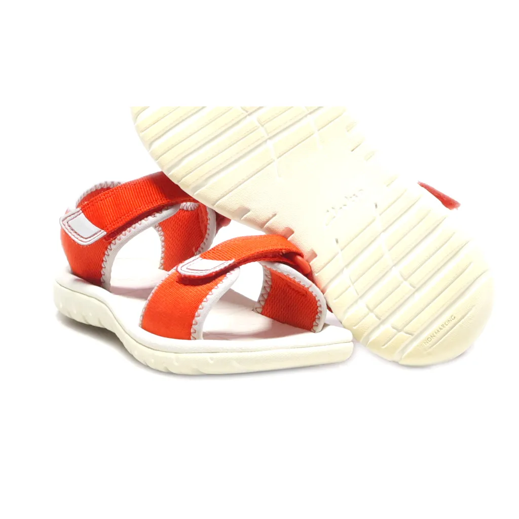 Clarks Surfing Tide Flat Sandals Fabric Orange Colour For Kids