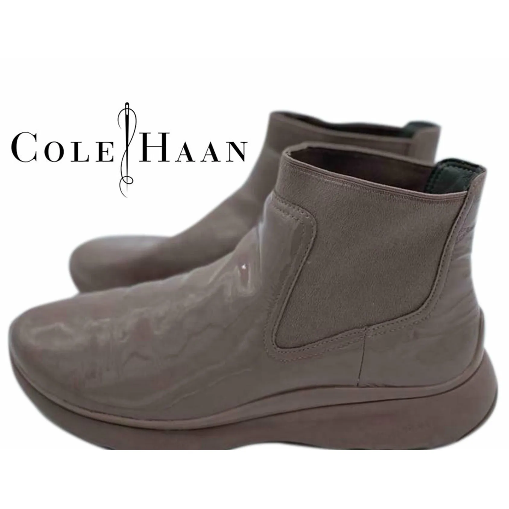 Cole Han Weather Proof Pink Leather Pull On Ankle Boots Size 7.5