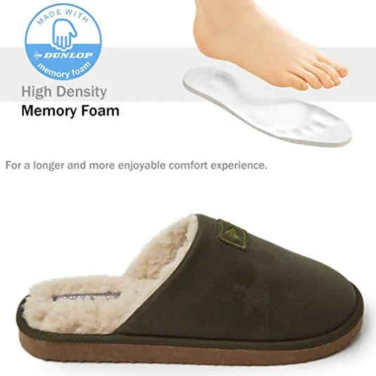 Dunlop Comfy Memory Foam Slippers with Rubber Sole Anti Slip for Men