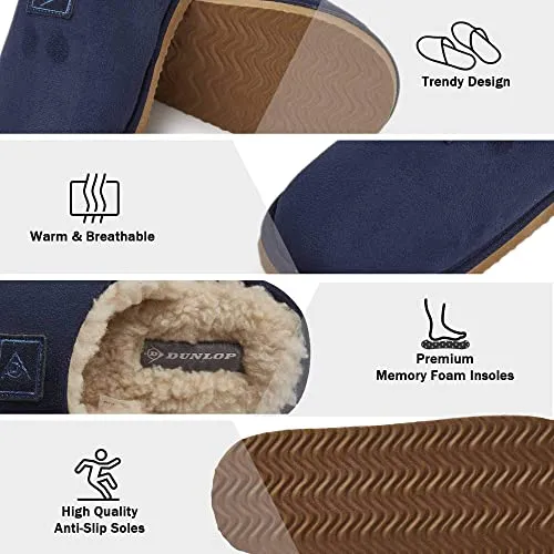 Dunlop Comfy Memory Foam Slippers with Rubber Sole Anti Slip for Men