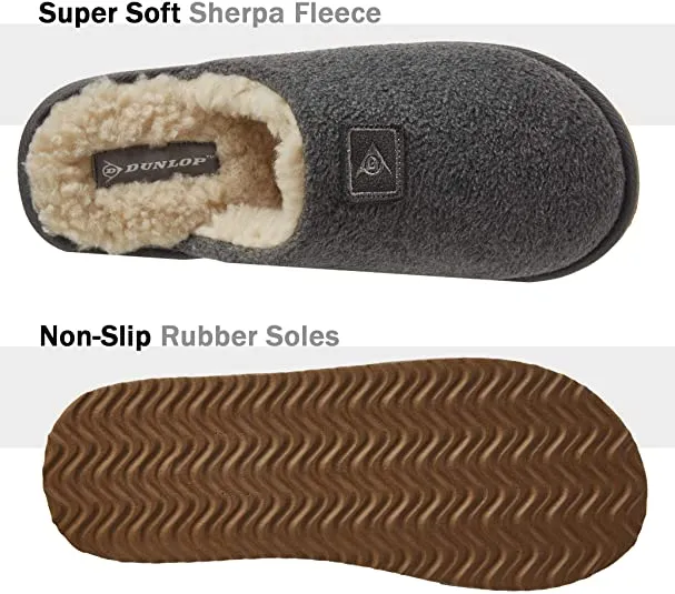Dunlop Comfy Memory Foam Slippers with Rubber Sole Anti Slip for Men
