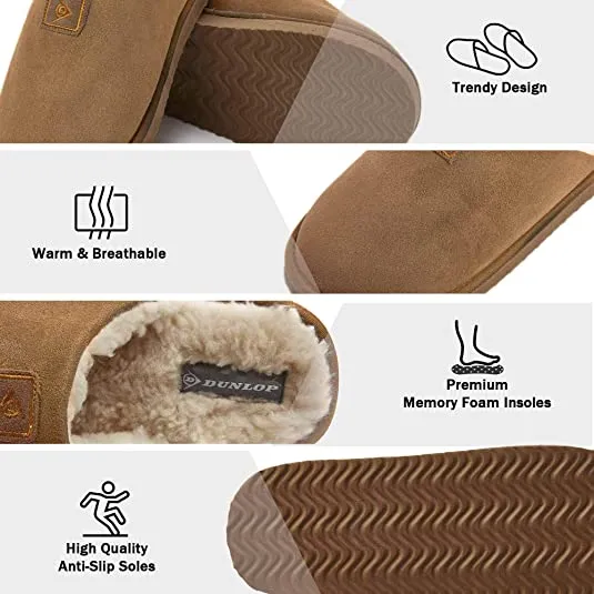 Dunlop Comfy Memory Foam Slippers with Rubber Sole Anti Slip for Men