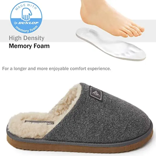Dunlop Comfy Memory Foam Slippers with Rubber Sole Anti Slip for Men