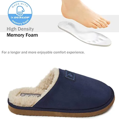 Dunlop Comfy Memory Foam Slippers with Rubber Sole Anti Slip for Men