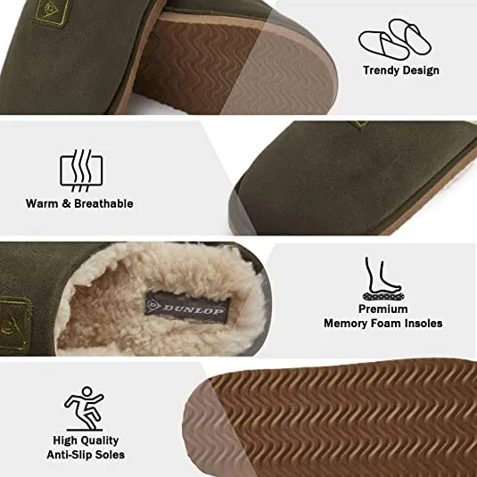 Dunlop Comfy Memory Foam Slippers with Rubber Sole Anti Slip for Men