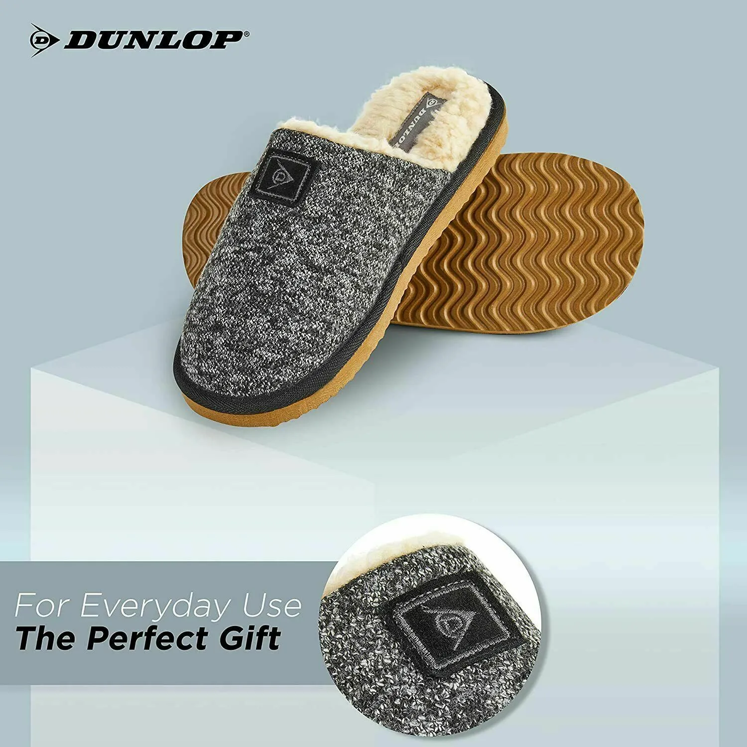 Dunlop Comfy Memory Foam Slippers with Rubber Sole Anti Slip for Men