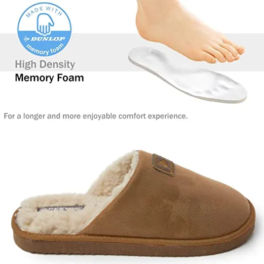 Dunlop Comfy Memory Foam Slippers with Rubber Sole Anti Slip for Men