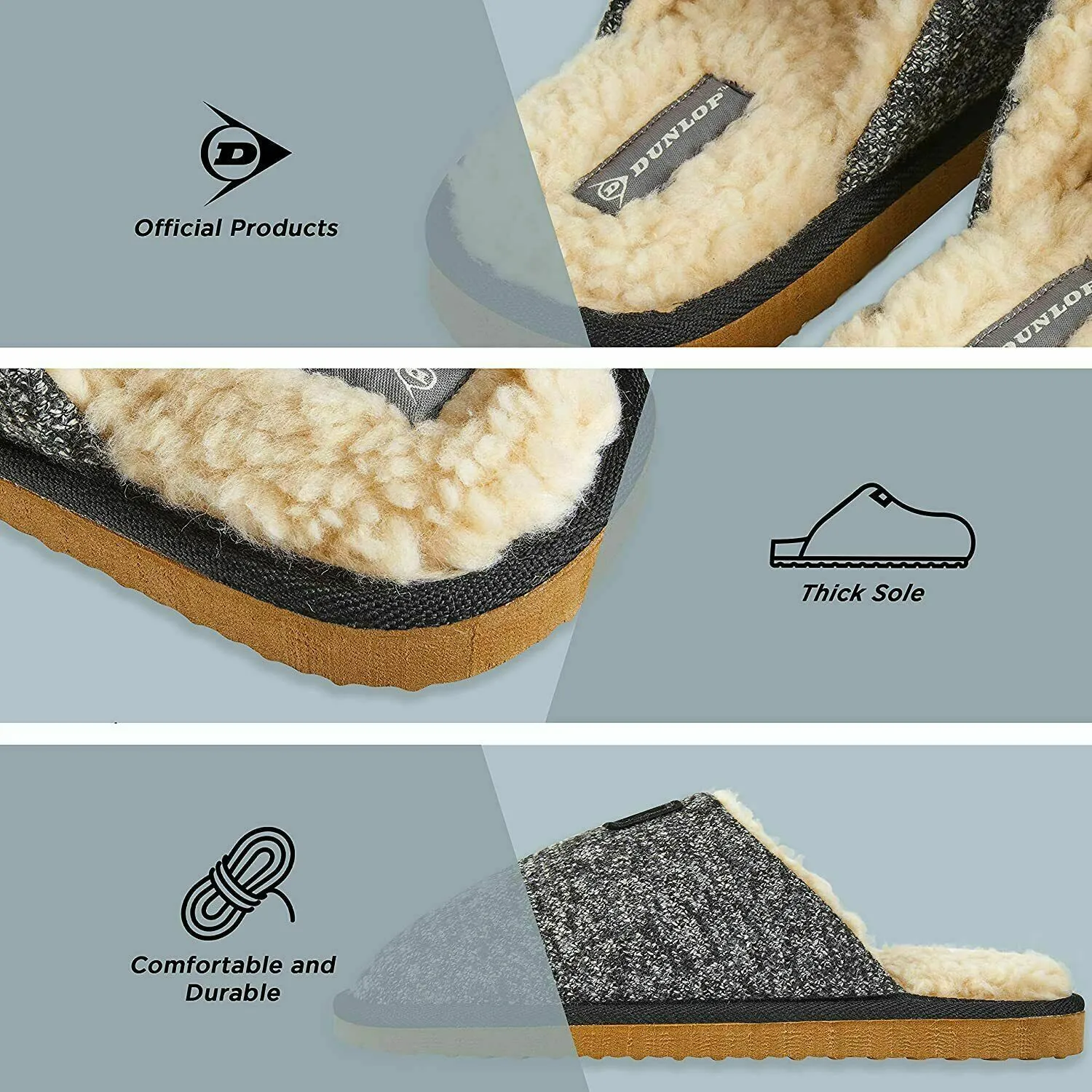 Dunlop Comfy Memory Foam Slippers with Rubber Sole Anti Slip for Men