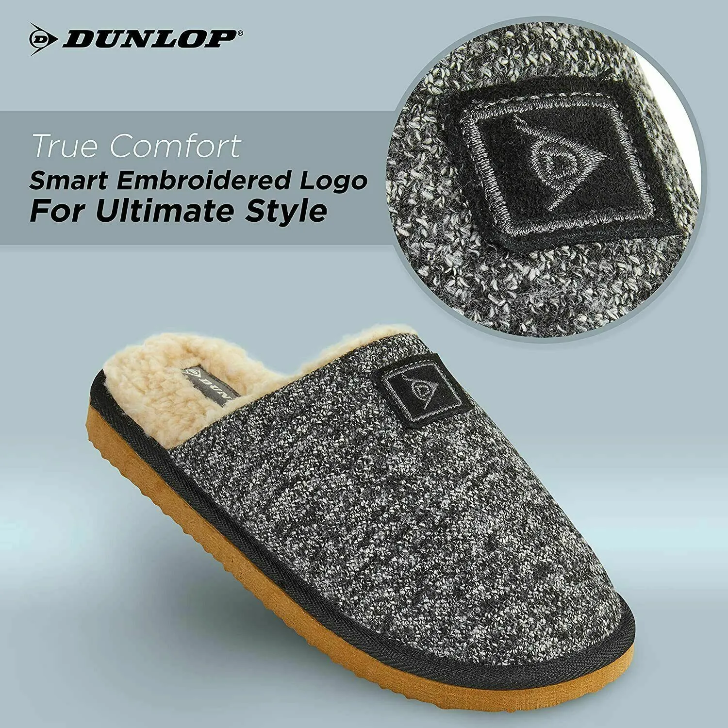 Dunlop Comfy Memory Foam Slippers with Rubber Sole Anti Slip for Men