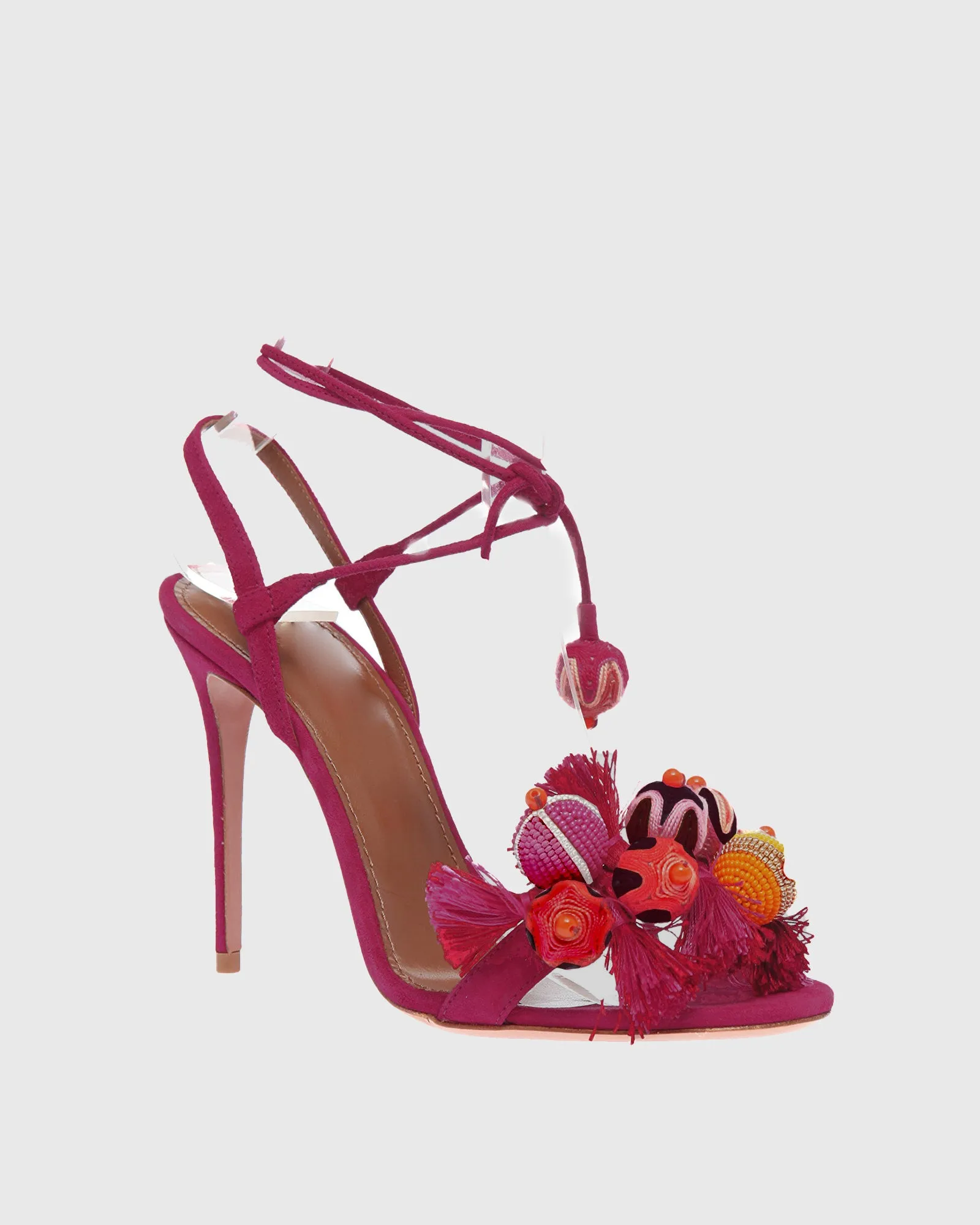 Ernesta Fringe Lace up Sandals In Red