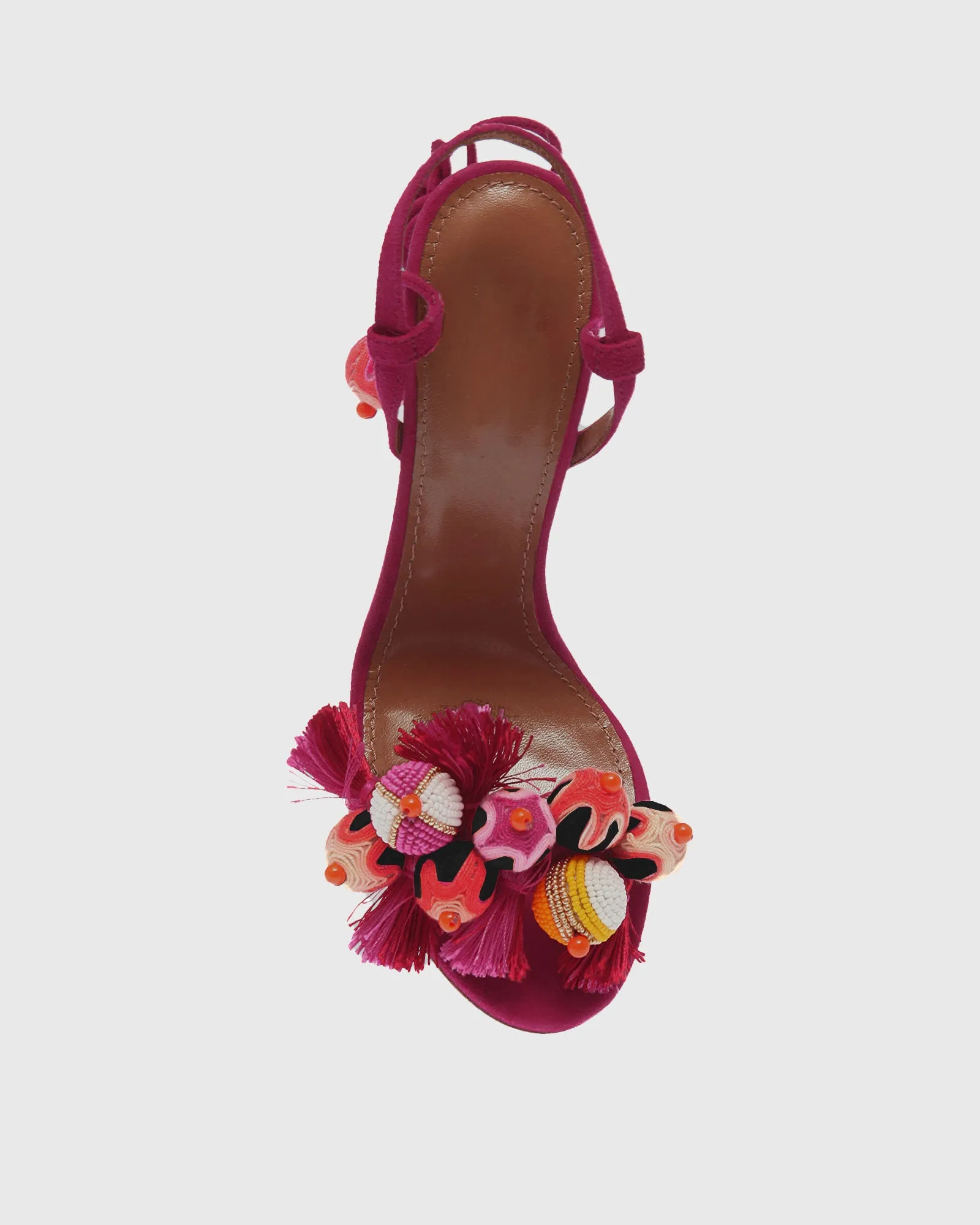 Ernesta Fringe Lace up Sandals In Red