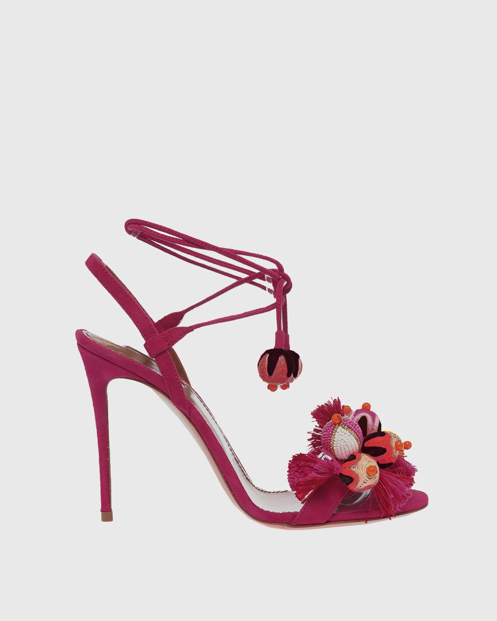 Ernesta Fringe Lace up Sandals In Red