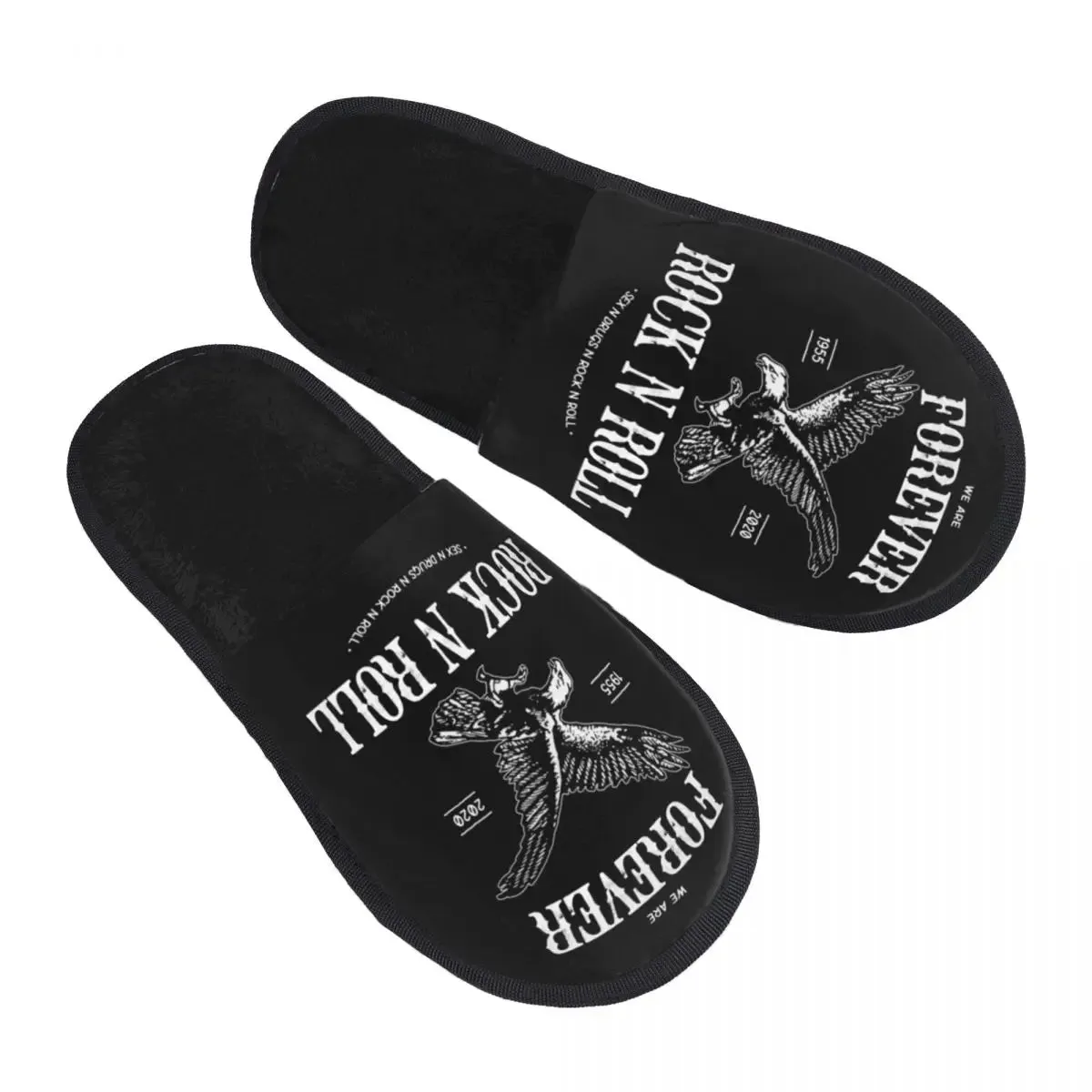 Forever Metal Skull Slippers | Death Rock Memory Foam Indoor Shoes | Cozy Goth Gift for Women