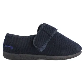 Padders Extra Wide Fit Velcro Slippers - Oliver - Navy