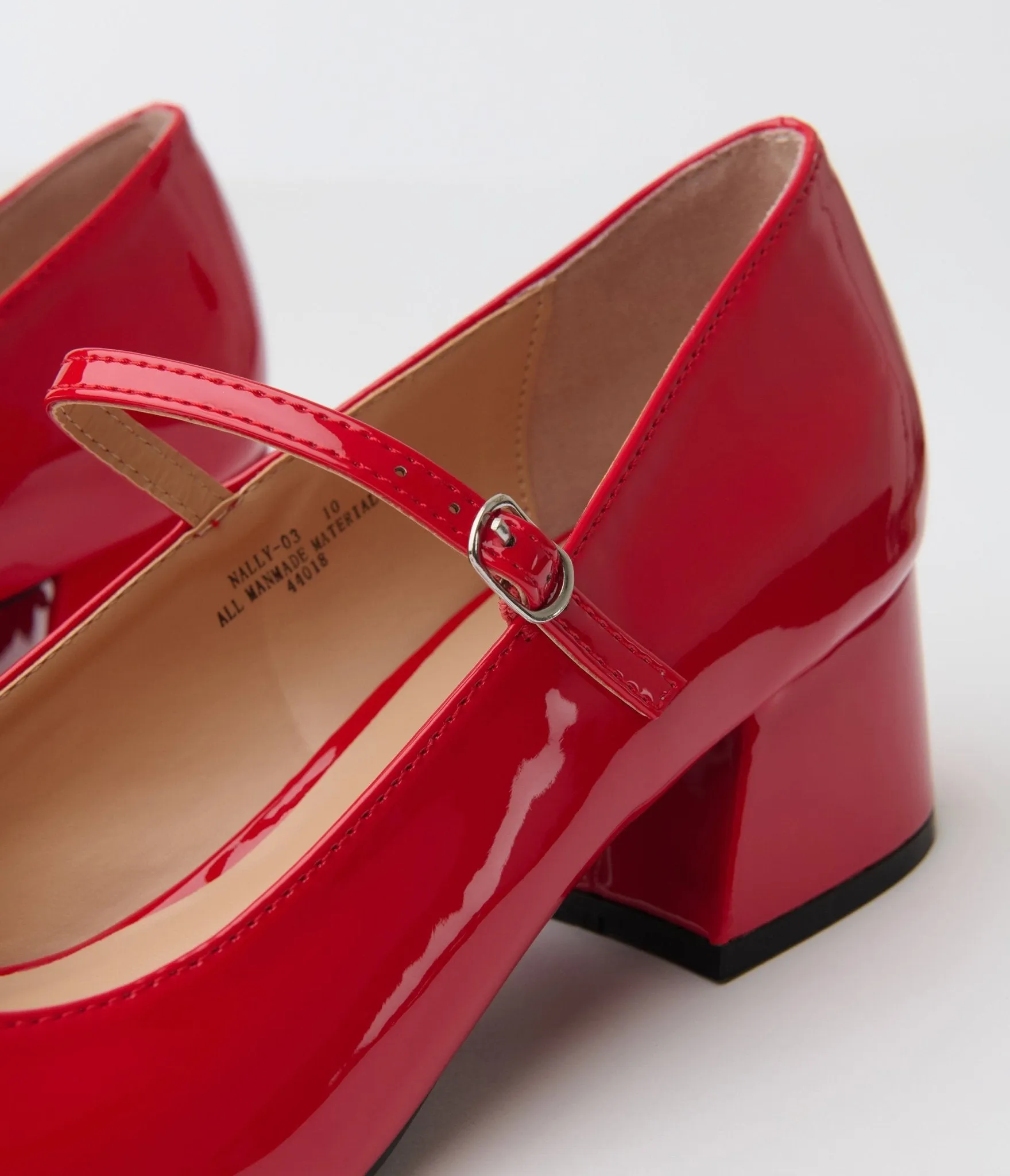 Red Patent Leatherette Mary Jane Heels