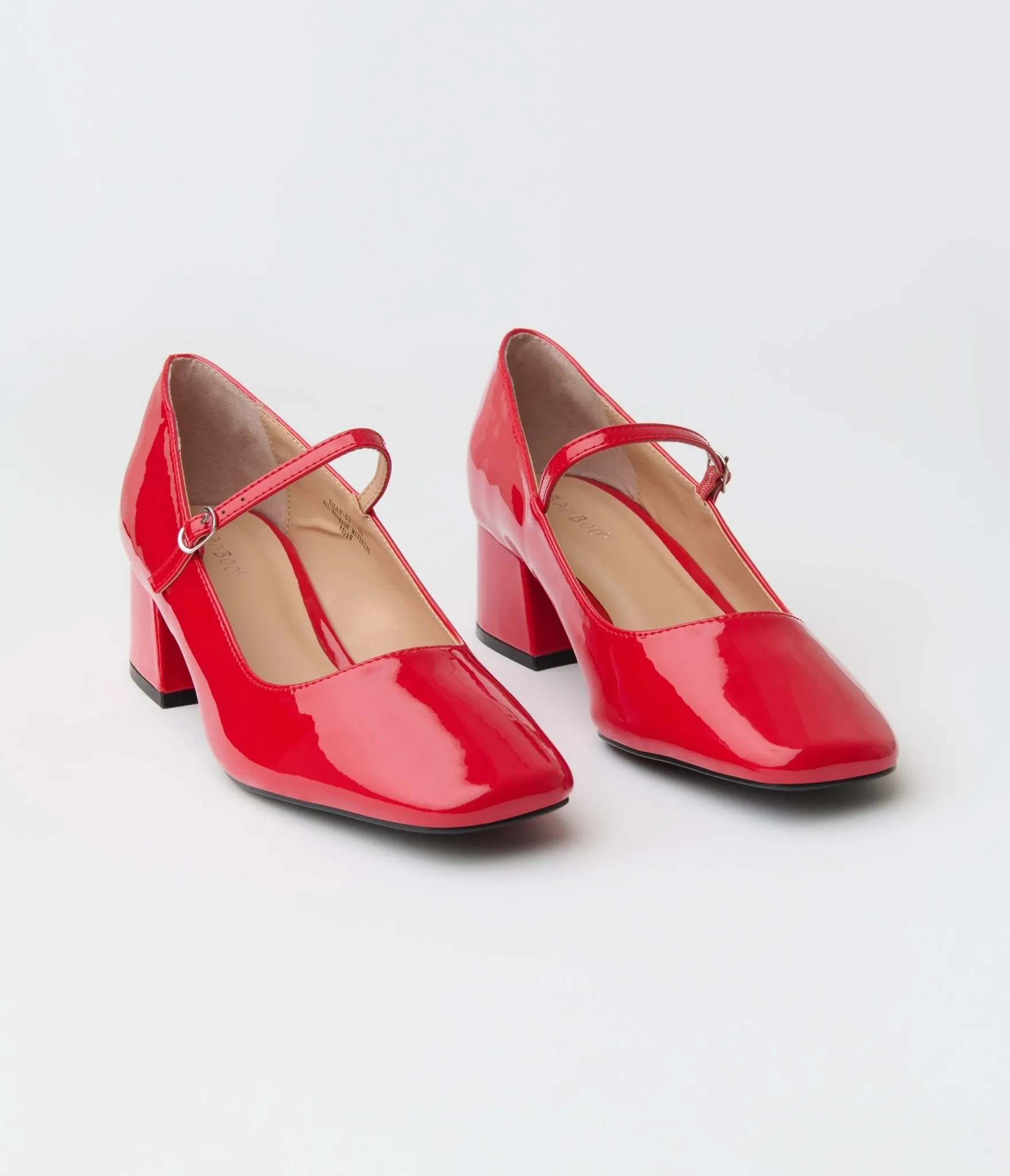Red Patent Leatherette Mary Jane Heels
