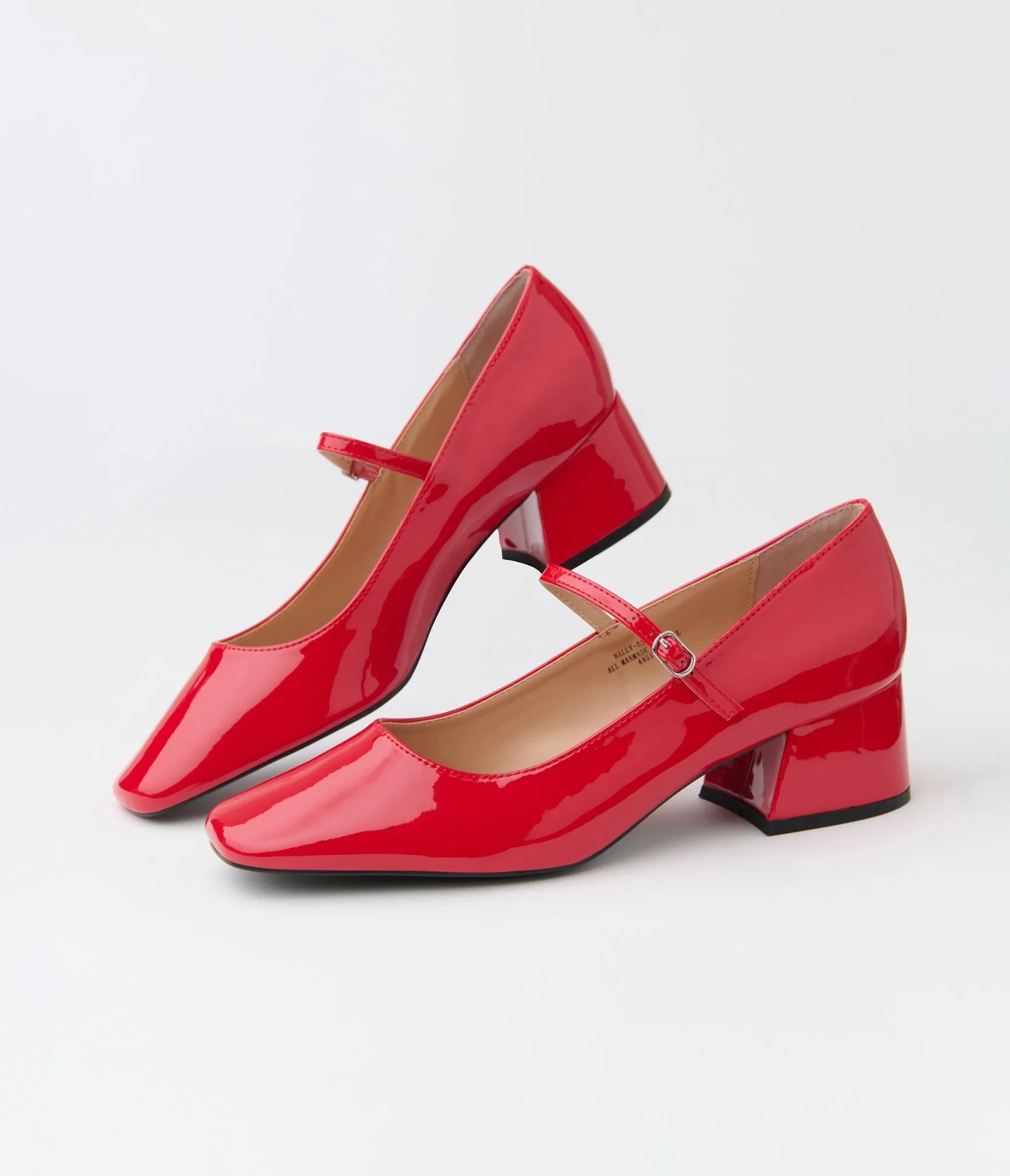Red Patent Leatherette Mary Jane Heels