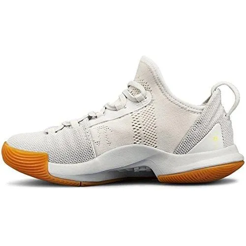 Under Armour Boys' Grade School Curry 5 Basketball Shoe, Elemental (105)/Overcast Gray, 4