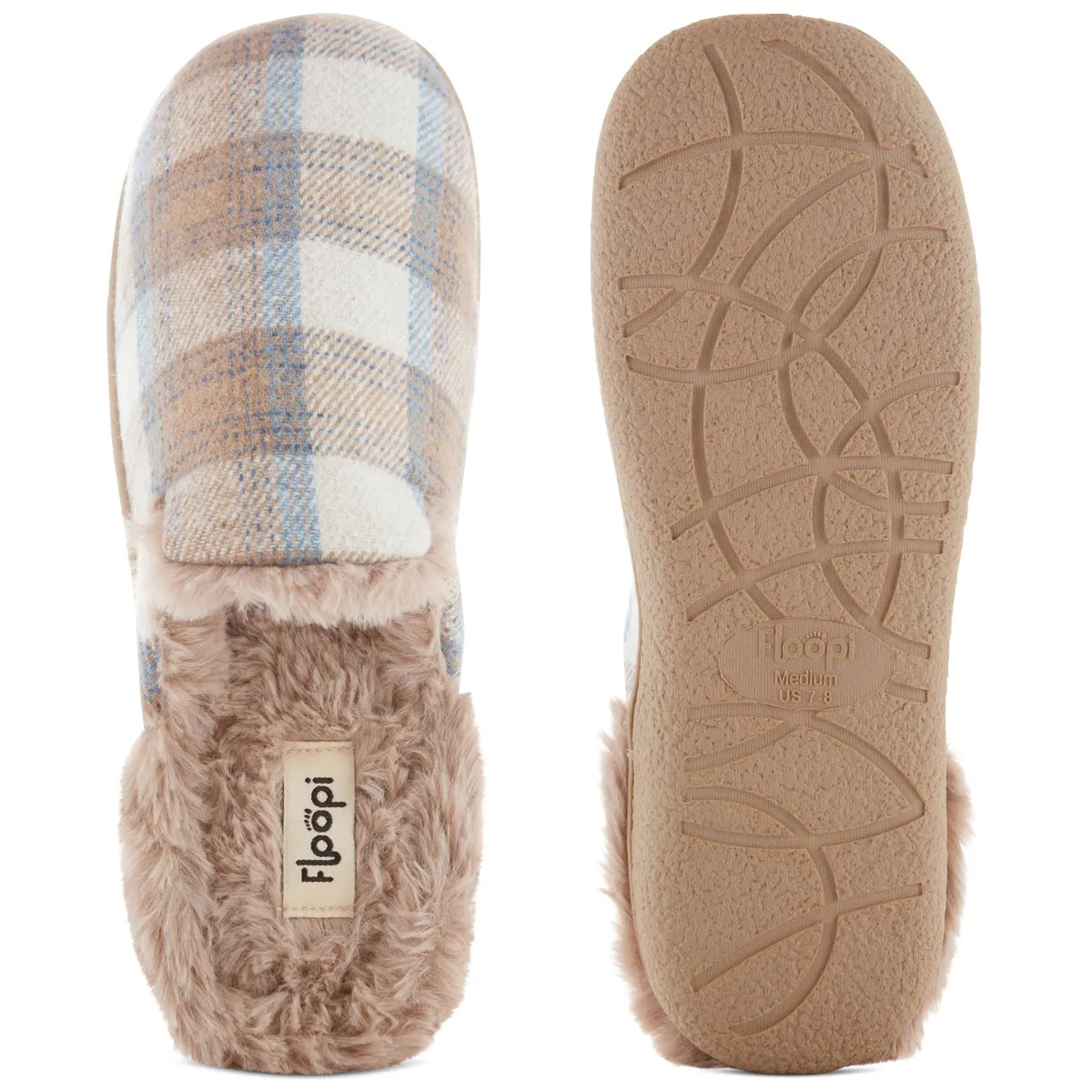 Womens Festive Plaid Slippers